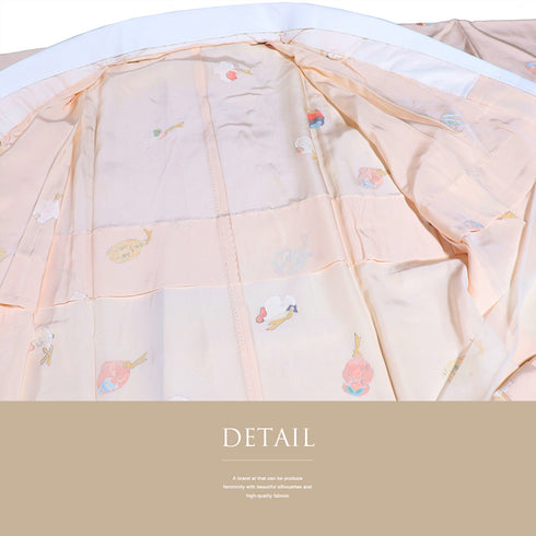 長襦袢 リサイクル 長襦袢 身丈122.5cm 裄64cm 袷 干支と鈴柄 箔 ピンク Sサイズ お洒落 正絹 袖無双 Aランク