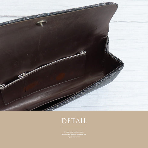 バッグ リサイクル グレー ビーズ Aランク 花柄