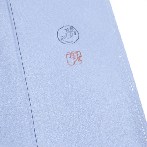 訪問着 リサイクル 身丈163.8cm 裄66.2cm 袷 源氏香 竹柄 夢や ゆったりサイズ ブルー Lサイズ お洒落 セミフォーマル 落款 しつけ糸 正絹 広衿 Sランク