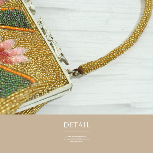 バッグ リサイクル ゴールド ビーズ Aランク 花柄