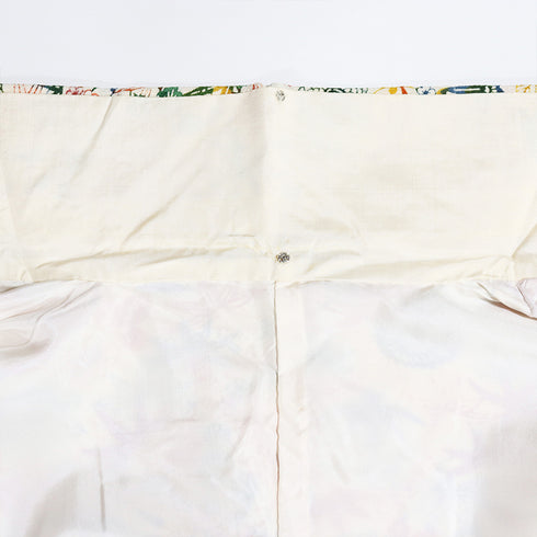 小紋 リサイクル 身丈155.5cm 裄64cm 袷 花柄 菊柄 アイボリー Mサイズ お洒落 正絹 広衿 Sランク