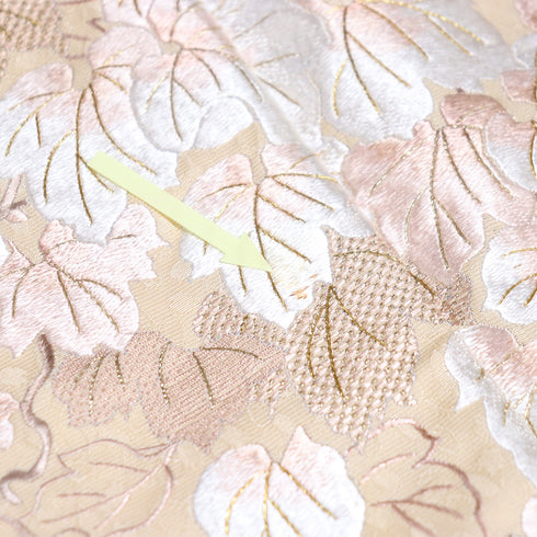 付下げ リサイクル 身丈166.5cm 裄66.8cm 袷 蔦柄 地紋 刺繍 ベージュ LLサイズ セミフォーマル お洒落 正絹 広衿 Aランク