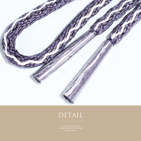 帯締め・帯揚げセット リサイクル 手組紐 パープル 正絹 新品・未使用品 水玉 ストライプ