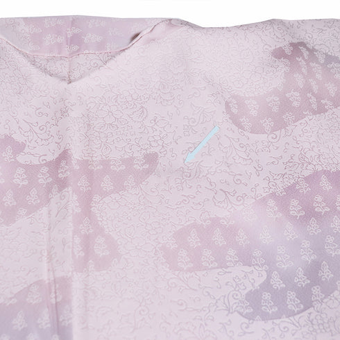 小紋 リサイクル 身丈155.3cm 裄62.8cm 袷 小花柄 滝口玲峰作 ピンク Sサイズ お洒落 カジュアル 正絹 広衿 Bランク