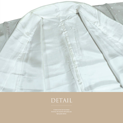 小紋 リサイクル 身丈164.5cm 裄62.6cm 袷 ポイントうさぎ柄 地紋 グレー Lサイズ お洒落 カジュアル 正絹 広衿 Sランク