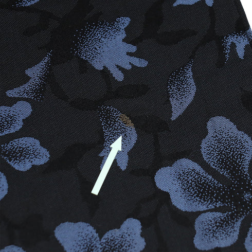 小紋 リサイクル 身丈154.5cm 裄63.6cm 袷 アンティーク お召 花柄 地紋 ネイビー Sサイズ お洒落 カジュアル 正絹 広衿 Aランク