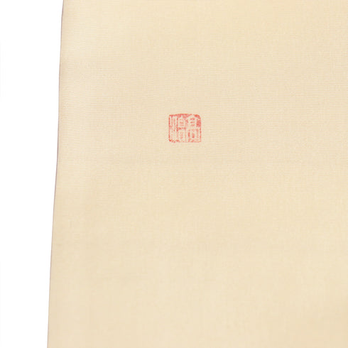 名古屋帯 リサイクル 帯丈374cm ポイント柄 塩瀬 カブ柄 ベージュ Mサイズ 正絹 Aランク お洒落 落款