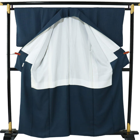 訪問着 リサイクル 身丈157.5cm 裄64.2cm 袷 地紋 刺繍 箔 岩井流家元岩井友見 ブルー Mサイズ お洒落 正絹 広衿 Sランク