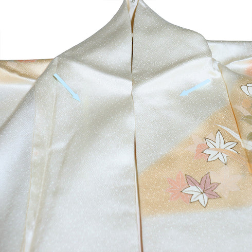 訪問着 リサイクル 身丈153.5cm 裄65.4cm 袷 菊やたちばな柄 地紋 刺繍 箔 パールトーン加工 多色 Sサイズ セミフォーマル お洒落 正絹 広衿 Sランク
