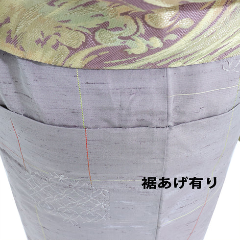 紬 リサイクル 身丈150.5cm 裄62.4cm 袷 七宝丸柄 パープル Sサイズ カジュアル お洒落 正絹 広衿 Bランク
