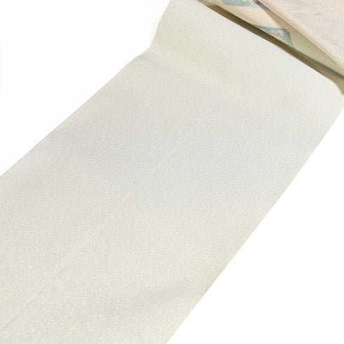 名古屋帯 リサイクル 帯丈364cm ポイント柄 綴れ帯 菱に鳳凰柄 ベージュ Mサイズ 正絹 Sランク お洒落