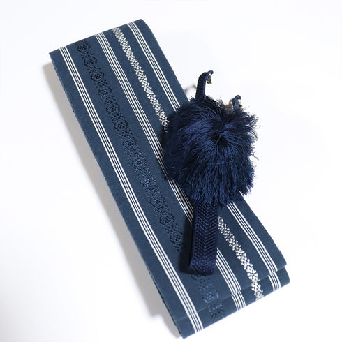 アンサンブル 男物 リサイクル 身丈148.2cm 裄76.4cm 羽織丈99cm 袷 大島紬 ゆったり ネイビー Mサイズ お洒落 カジュアル しつけ糸 正絹 棒衿 Sランク