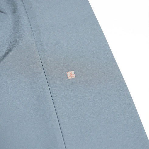 色留袖 リサイクル 身丈163cm 裄64.4cm 袷 華紋柄 箔 比翼無し ブルー Lサイズ 落款 一つ紋 正絹 広衿 Sランク