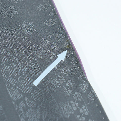 色無地 リサイクル 身丈165cm 裄68cm 袷 短冊寄柄 グレー Lサイズ セミフォーマル お洒落 一つ紋 正絹 広衿 地紋あり Aランク