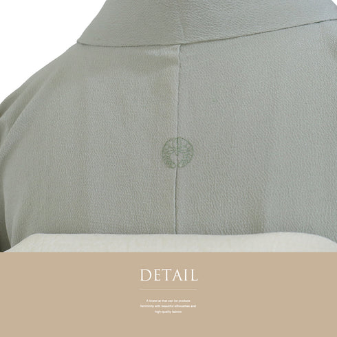 色無地 リサイクル 身丈154.5cm 裄62cm 単衣 グリーン Sサイズ セミフォーマル 落款 一つ紋 正絹 広衿 Sランク