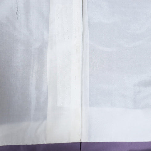 紬 リサイクル 身丈161.5cm 裄65cm 袷 草花柄 パープル Lサイズ お洒落 カジュアル 正絹 広衿 Aランク