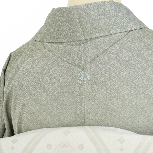 訪問着 リサイクル 身丈159.5cm 裄64.6cm 袷 織り段ぼかし柄 グリーン Mサイズ セミフォーマル お洒落 落款 一つ紋 正絹 広衿 Sランク