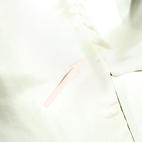 色無地 リサイクル 身丈156.5cm 裄62.6cm 袷 グリーン Mサイズ セミフォーマル 一つ紋 しつけ糸 正絹 広衿 地紋なし Aランク