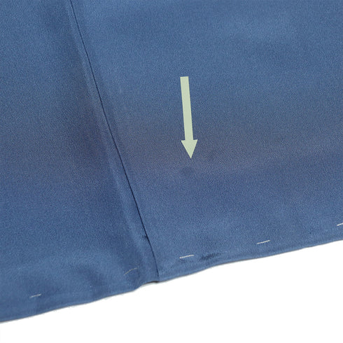 色無地 リサイクル 身丈160.5cm 裄64.4cm 袷 花菱柄 ブルー Lサイズ セミフォーマル お洒落 一つ紋 正絹 広衿 地紋あり Bランク