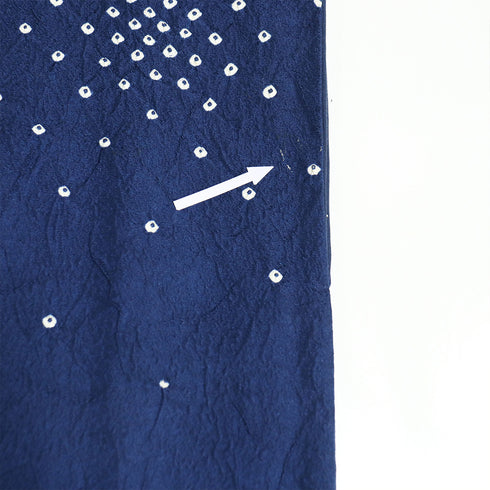 小紋 リサイクル 身丈161.7cm 裄63cm 袷 鹿の子絞り 地紋 衿先布付き ブルー Lサイズ お洒落 カジュアル 正絹 バチ衿 Aランク