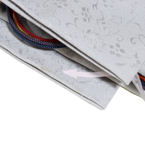 道中着 リサイクル 身丈105.5cm 裄69.2cm 袷 地紋 ロング丈 パールトーン加工 グレー LLサイズ お洒落 正絹 Aランク