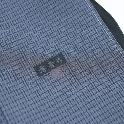 付下げ リサイクル 身丈161.7cm 裄68.6cm 袷 ・格子柄 縞柄 ゆったり ブルー Lサイズ お洒落 落款 しつけ糸 正絹 広衿 Sランク