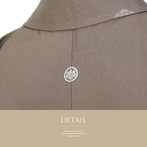 小紋 リサイクル 身丈151cm 裄63.2cm 袷 雪輪柄 ブラウン Sサイズ お洒落 一つ紋 しつけ糸 正絹 広衿 Sランク