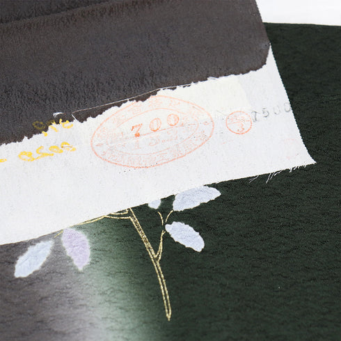 訪問着 リサイクル 身丈157.7cm 裄67.6cm 袷 花柄 ぼかし 絞り 金駒刺繍 グリーン Mサイズ お洒落 落款 しつけ糸 正絹 広衿 Aランク