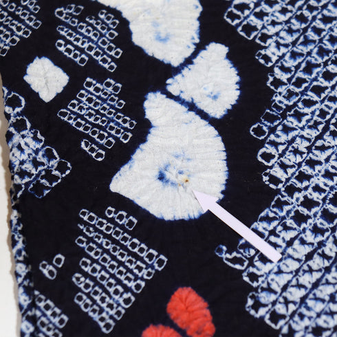 浴衣 リサイクル 夏着物 身丈156cm 裄64cm 夏物 絞り 花柄 ネイビー Mサイズ カジュアル お洒落 木綿 洗える着物 バチ衿 Aランク