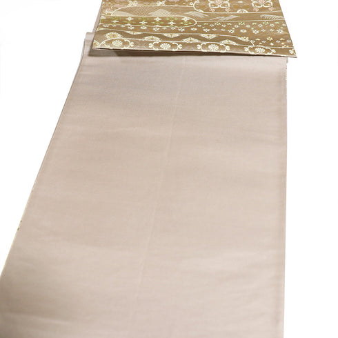 袋帯 リサイクル 帯丈452cm 六通 エ霞に欧亜吉祥文 錦織 ベージュ Lサイズ 正絹 Sランク フォーマル セミフォーマル