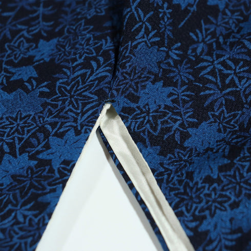 付下げ リサイクル 身丈168cm 裄67.6cm 袷 小紋 菊唐草文様 草花柄 ブルー LLサイズ お洒落 正絹 広衿 Sランク