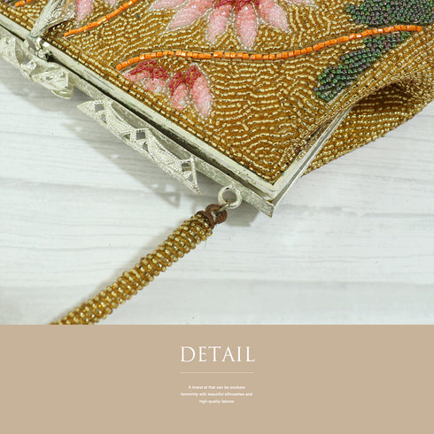 バッグ リサイクル ゴールド ビーズ Aランク 花柄