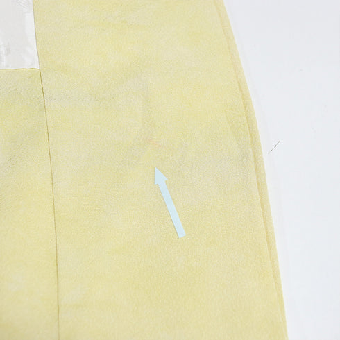 訪問着 リサイクル 身丈164.5cm 裄66.4cm 袷 花柄 箔 イエロー Lサイズ セミフォーマル 正絹 広衿 Aランク