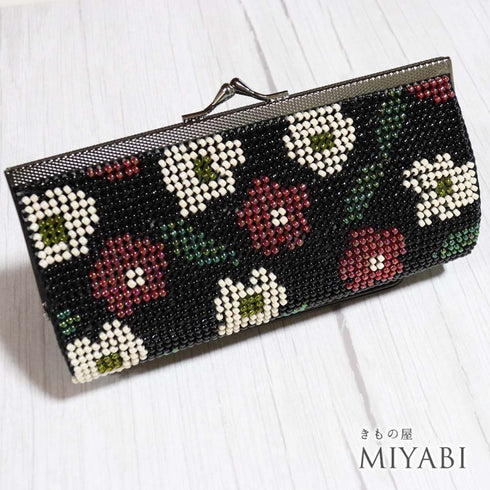 ビーズバック 花柄 お洒落 カジュアル 横幅20cm 高さ10cm マチ4cm Aランク 和装小物 ZO-47