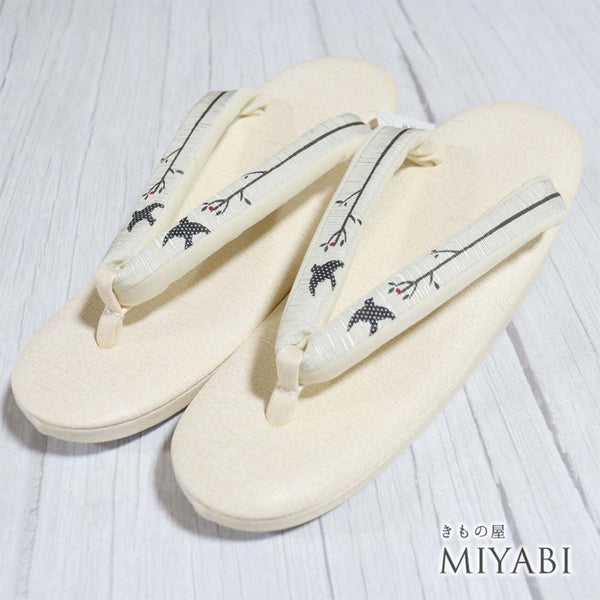 新品 草履 Lサイズ 一輪館「森のピアニスト」 鳥の柄 日本製 Sランク 和装小物 ZO-61