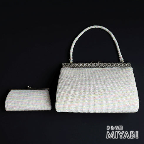 ビーズバック リサイクル 小銭入れセット お洒落 カジュアル 横幅21.5cm 高さ14cm マチ5cm Aランク 和装小物 ET-199