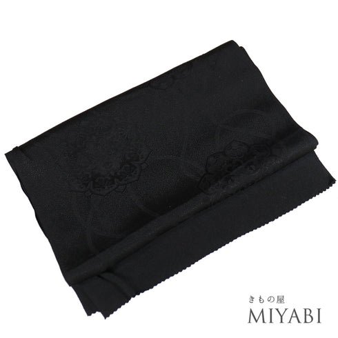 帯揚げ リサイクル 銀花仙 正絹 綸子 お洒落 Sランク ブラック 和装小物 AG-1211