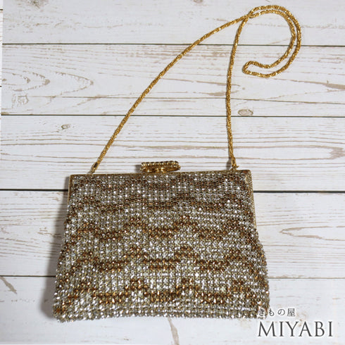 バック アンティーク ラインストーン お洒落 横幅16cm 高さ12.5cm マチ3cm Bランク 和装小物 ET-388