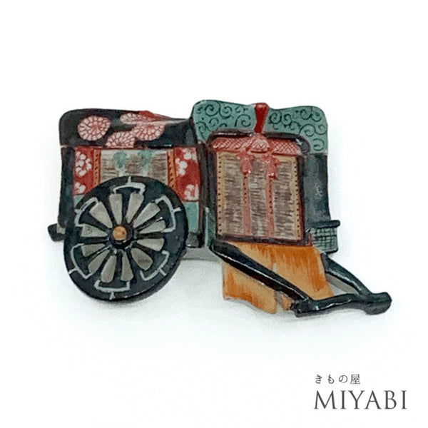 帯留め アンティーク Aランク 陶器 御所車 ET-501