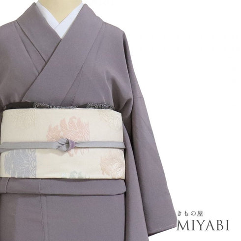 色無地 リサイクル 袷 Mサイズ Sランク パープル お洒落 身丈158cm 裄63cm 着物 IR-324