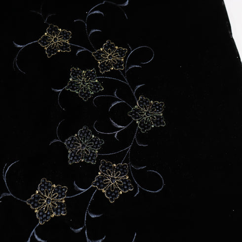 ショール リサイクル ブラック ポリエステル Sランク ベルベット 花柄
