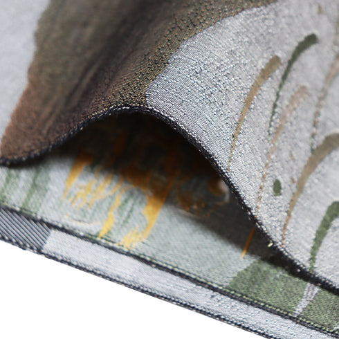 名古屋帯 リサイクル 帯丈370cm 六通 波頭柄 グレー Mサイズ 正絹 新品・未使用品 お洒落