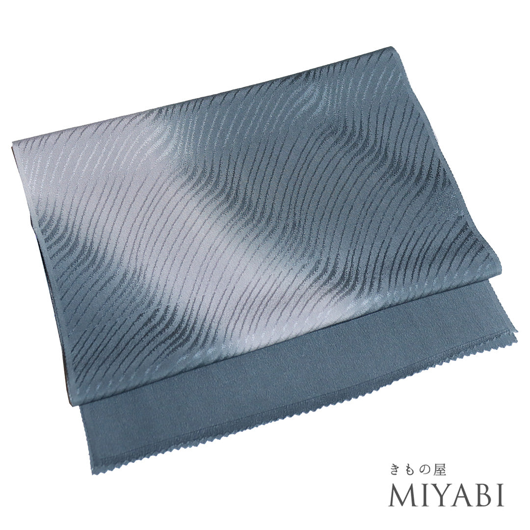 ♡藍染めいり！使いやすいグレー地のオシャレ袋帯♡ グレー – きもの屋 MIYABI.net