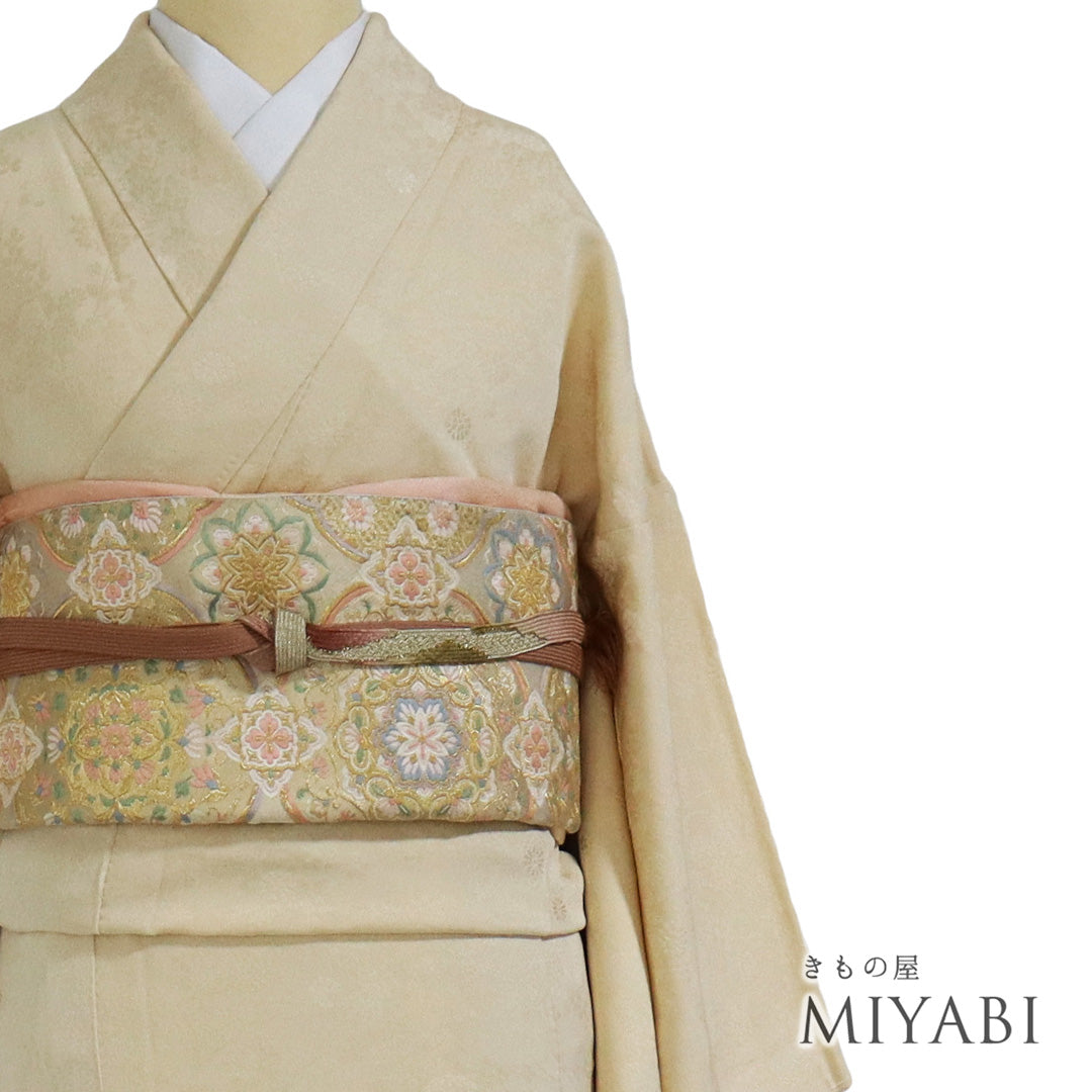 【未使用・美品】ベージュ色の無地　あわせ　帯セット☆ Amazon | 帯締め 三分紐 正絹 翠嵐工房 紅梅組 水浅葱色 青緑