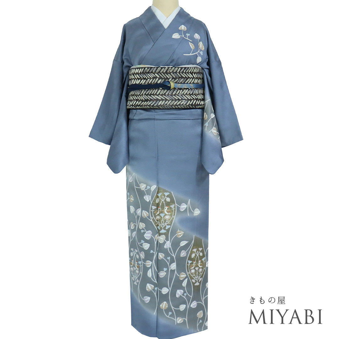 無地付下げ 上品な紫 美しい正倉院模様 着物 商品 紋なし 広衿 RK-4771 上品 付下げ 流水におしどり着物 正絹 紋なし 袷 広衿 RK-3219