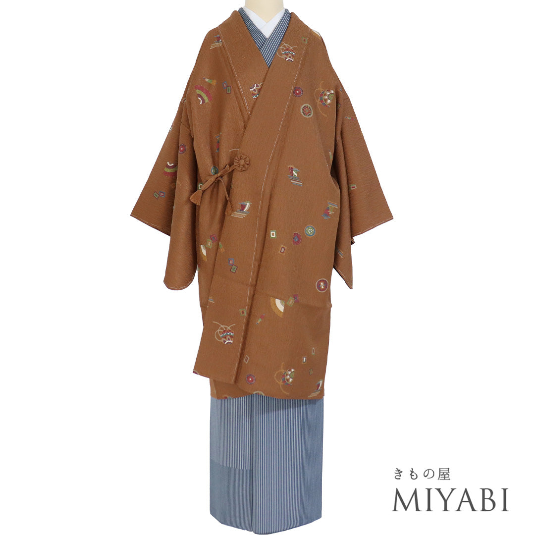 【NEW】美品♡ 秋色ブラウン系 大胆柄 織 単衣帯 名古屋帯 ブラウン – きもの屋 MIYABI.net