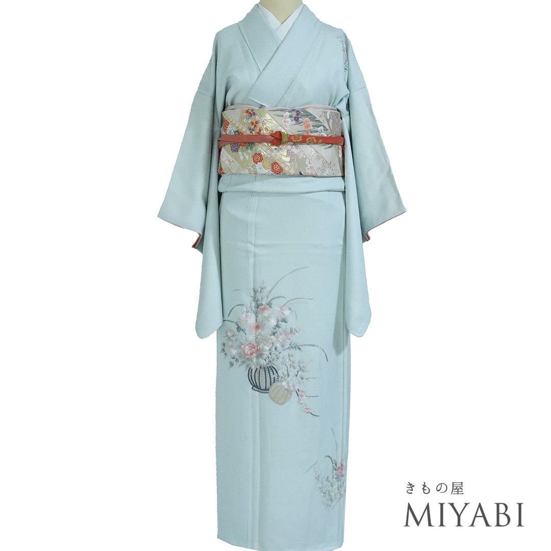高級 小紋 正絹 袷 薄水色 地紋 フォーマル 約45万円 フォーマル・セミフォーマル – きもの屋 MIYABI.net