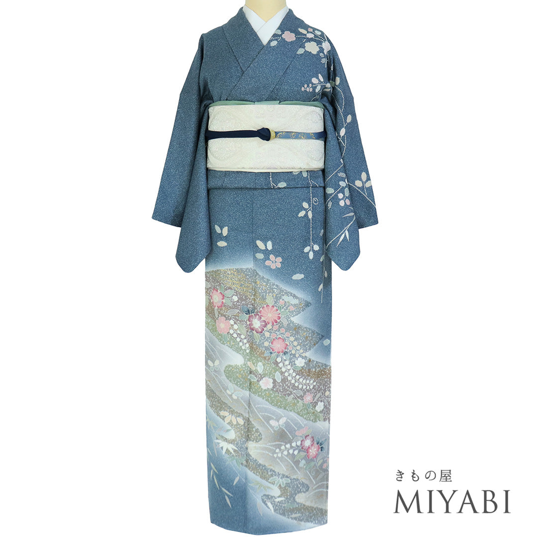 【未使用タグ付き】 鈴乃屋 着物 単衣 広衿 紗 絣模様 身丈約170cm 未使用タグ付き】 鈴乃屋 着物 単衣 広衿 紗 絣模様 身丈約170cm