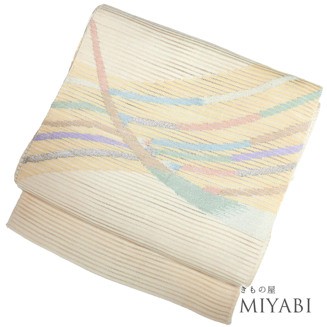 ★専用★未使用品 名古屋帯 アイボリー 麻の葉 長さ3m65cm お洒落 正絹 楽天市場】[正絹 名古屋帯] 召しませ花 一重太鼓 京袋帯 小花