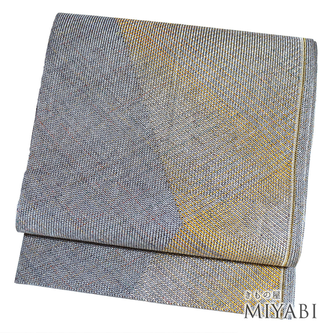 ♡藍染めいり！使いやすいグレー地のオシャレ袋帯♡ グレー – きもの屋 MIYABI.net
